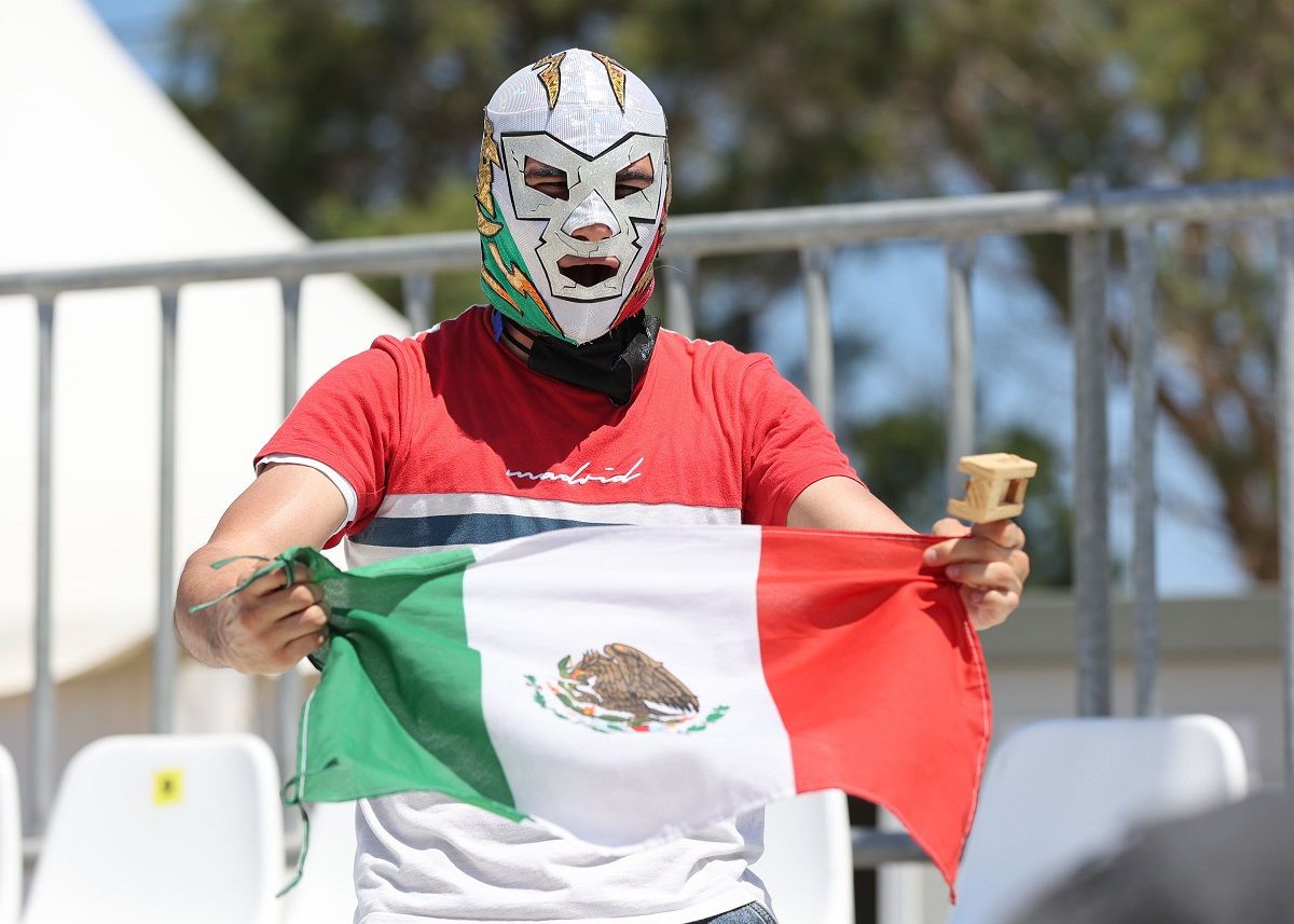 A Luchador at the World Beach Handball Championships